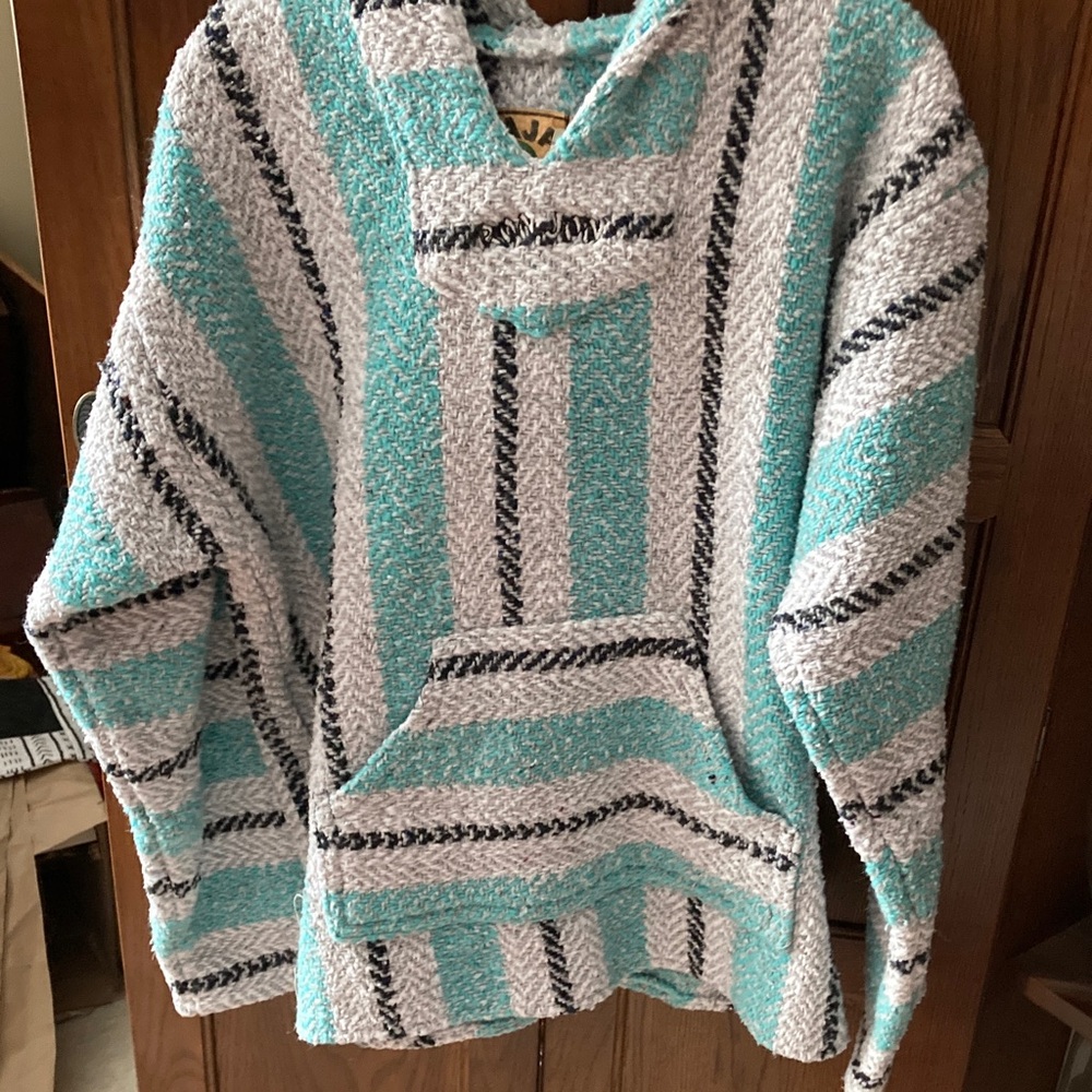 Striped Teal and Gray Unisex Hoodie